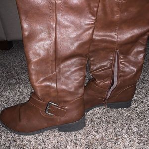 Brown leather riding boots
